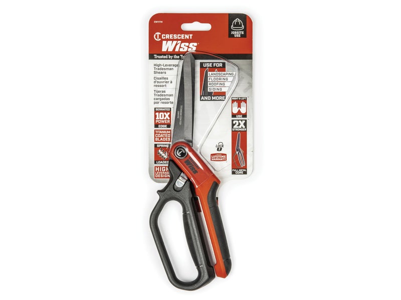 Wiss Crescent Wiss 11" Heavy-Duty Titanium Coated Single Ring Tradesman Shears - Industrial Utility Shears/Scissors for Cutting Leather, Wire, Cardboard - CW11TM - Image 4